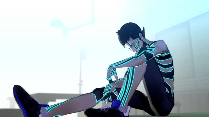 The Demi-Fiend sits in a hospital room, head down, another protagonist dejected.
