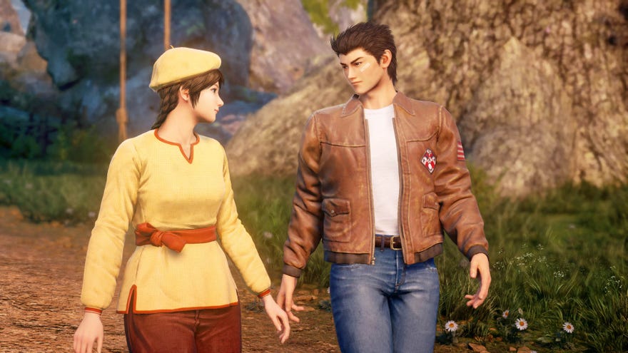 Strolling along in a Shenmue 3 screenshot.