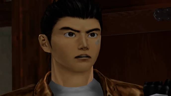 Shenmue screenshot of protagonist Ryo in close up looking shocked