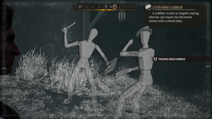 Sherlock’s ability to Concentrate in Sherlock Holmes Chapter One, imagining two artists anatomical mannequins in place of the victim and assailant at a crime scene