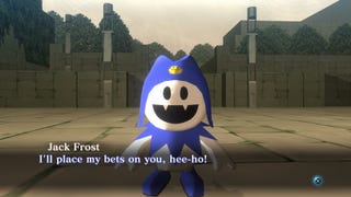 A screenshot of Shin Megami Tensei 3 Nocturne HD Remaster showing a strange monster looking at the camera.