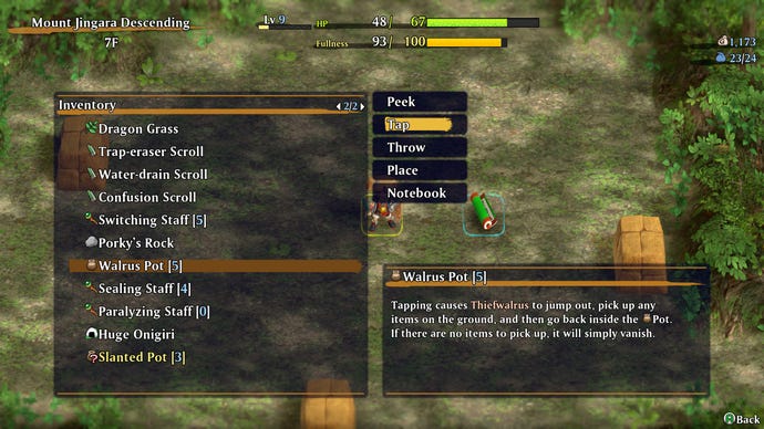 A description of a 'walrus pot' in Shiren the Wanderer: The Mystery Dungeon of Serpentcoil Island