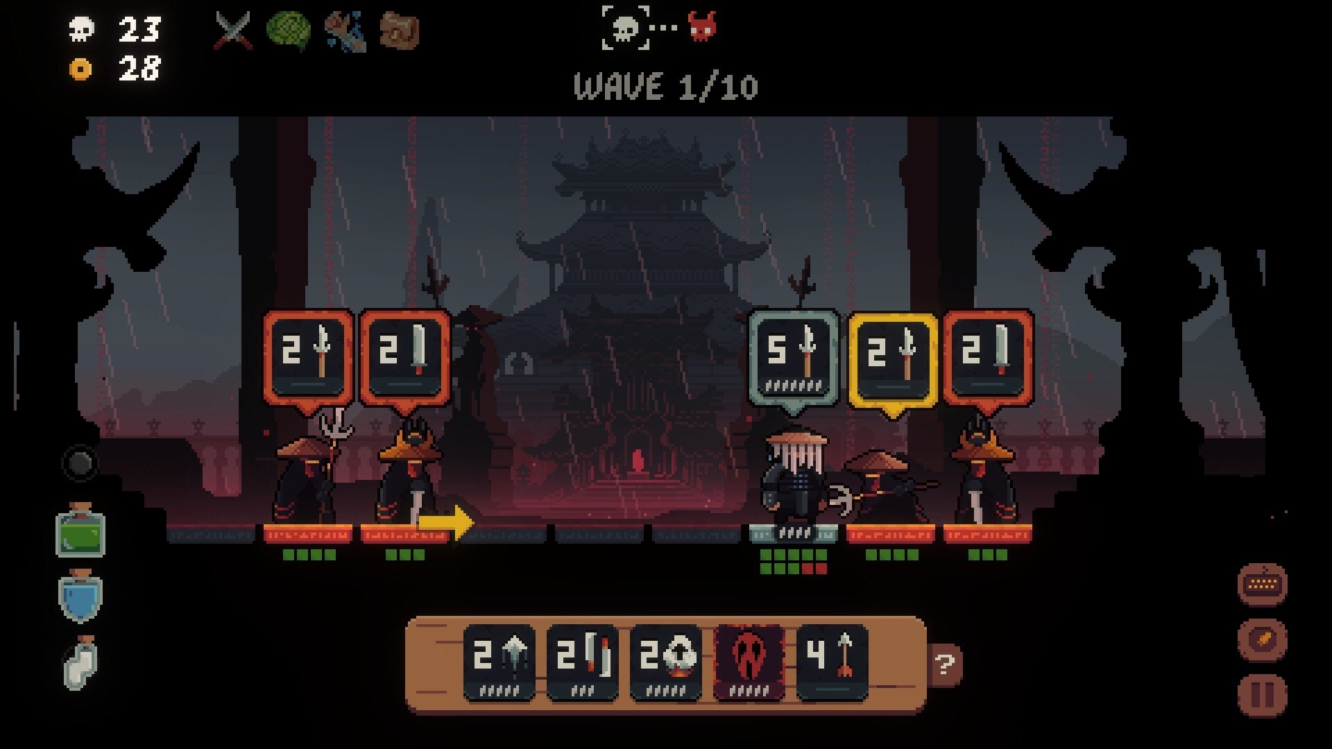 Using a spear to strike multiple targets in Shogun Showdown. - 4