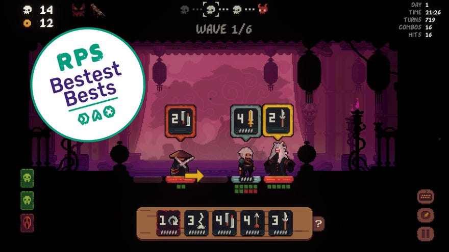 The character is flanked by two enemies in Shogun Showdown, with featured RPS Bestest Best badge in the top left corner.