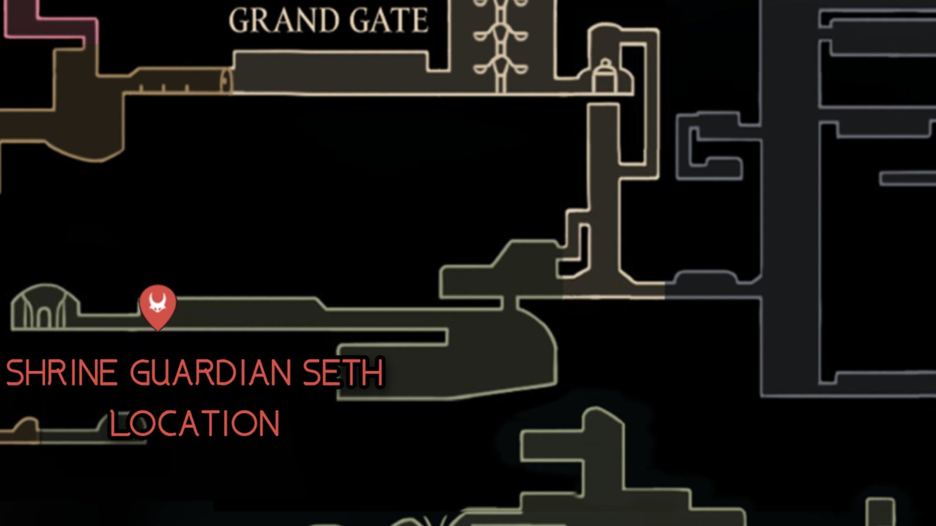 A map showing the location of Shrine Guardian Seth in Hollow Knight: Silksong. - 89