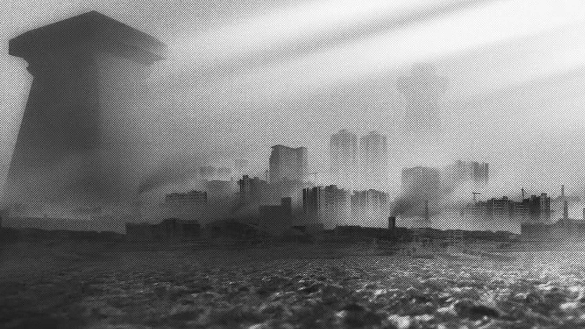A view over the brutalist architecture of Signet City