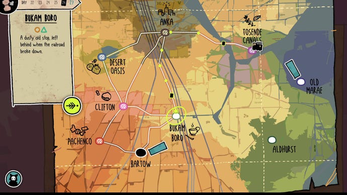 The map screen in Signs Of The Sojourner