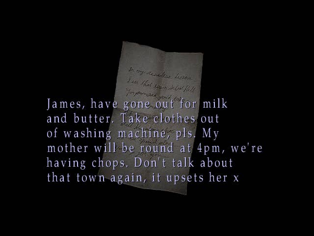 A letter against a black background reads “James, have gone out for milk."