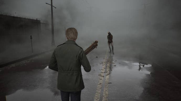 James walks through town spotting a monster in the mist.