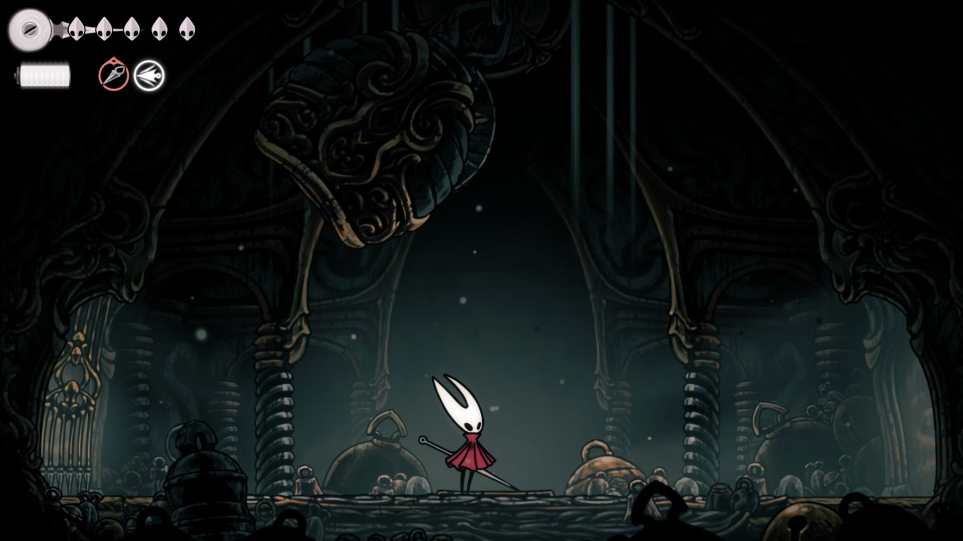 Silksong Greymoor craw lake bench