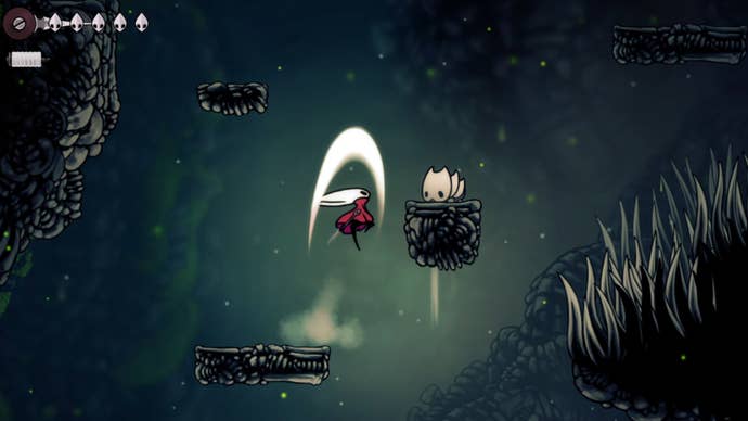 silksong moss grotto spikey bug on platform