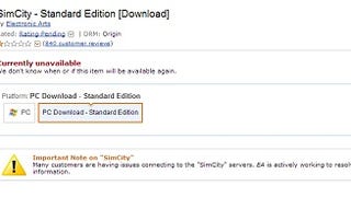 Amazon no long offering digital edition of SimCity for sale