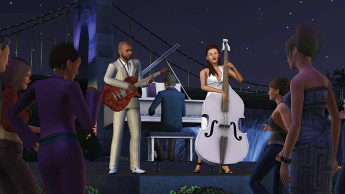 Sims 3 EA promo art musicians by bridge