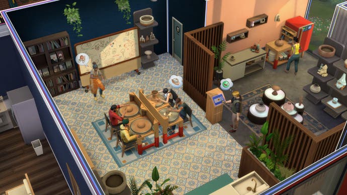 sims 4 businesses and hobbies aerial of pottery studio