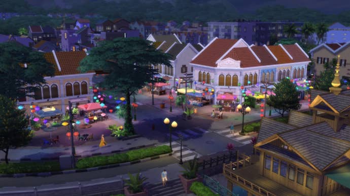 sims 4 for rent promo art Tomarang night market