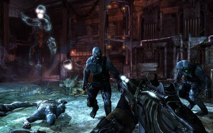 Fighting monsters in a Singularity screenshot.