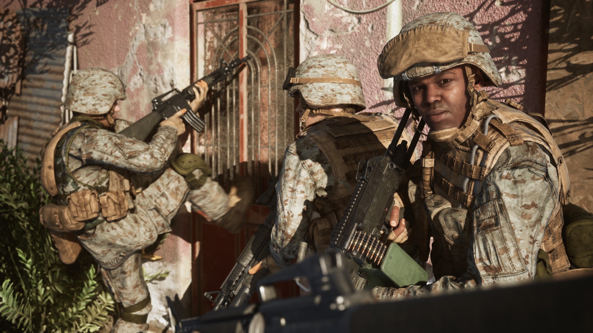 Soldiers breaching a door in a screenshot from Six Days In Fallujah.