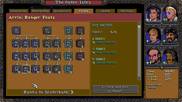 Choosing ranger feats in Skald: Against The Black Priory.