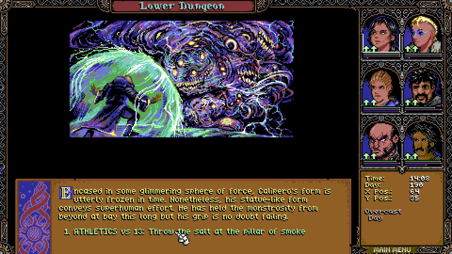 A wizard raises a barrier to protect themselves against a monstrosity in Skald: Against The Black Priory. - 4