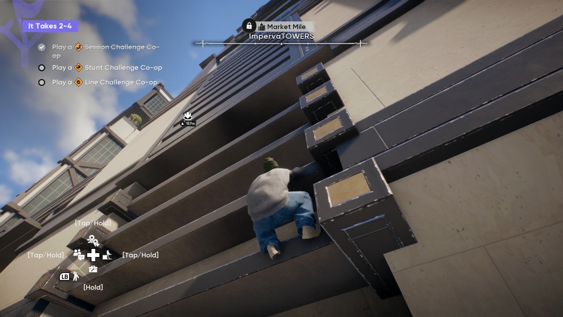Skate screenshot showing you climing up the side of a building