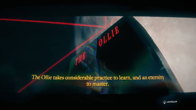 A large monolith declares that the ollie is a skateboarding move that takes “an eternity to master”.
