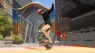 A skater performs a trick in skate.
