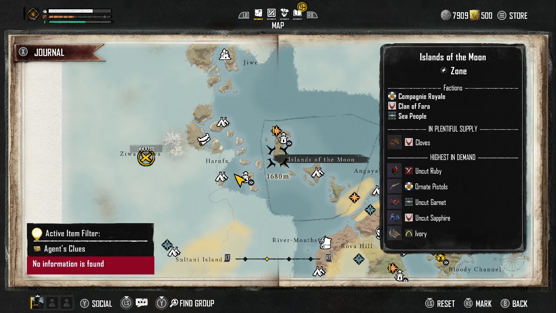 A map showing points of interest in Skull And Bones. - 5