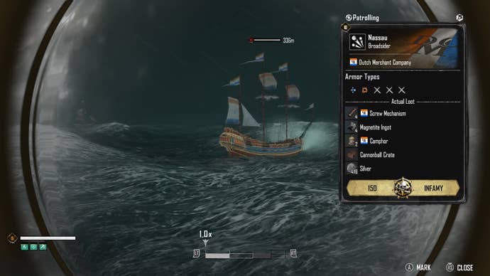 Looking at a ship’s loot through a spyglass in Skull And Bones.