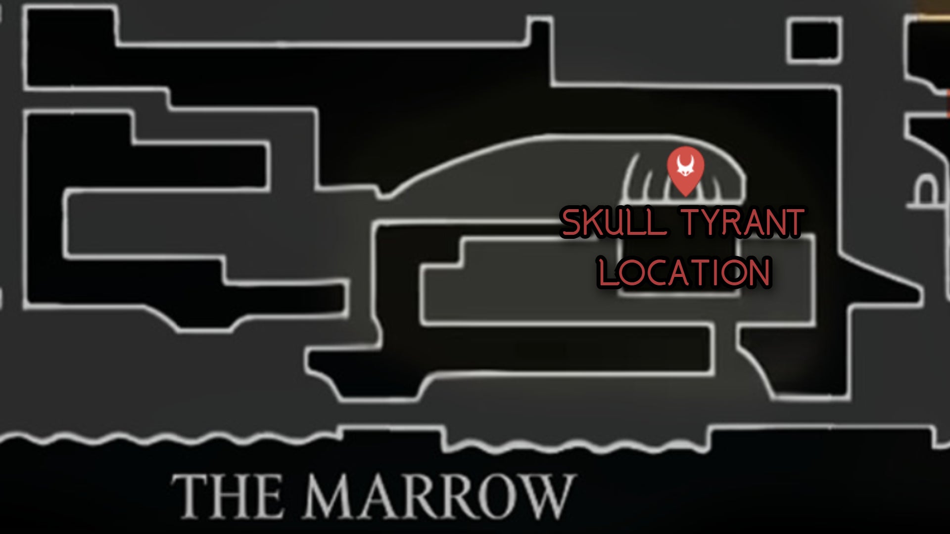 A map showing the location of the Skull Tyrant boss in Hollow Knight: Silksong. - 17