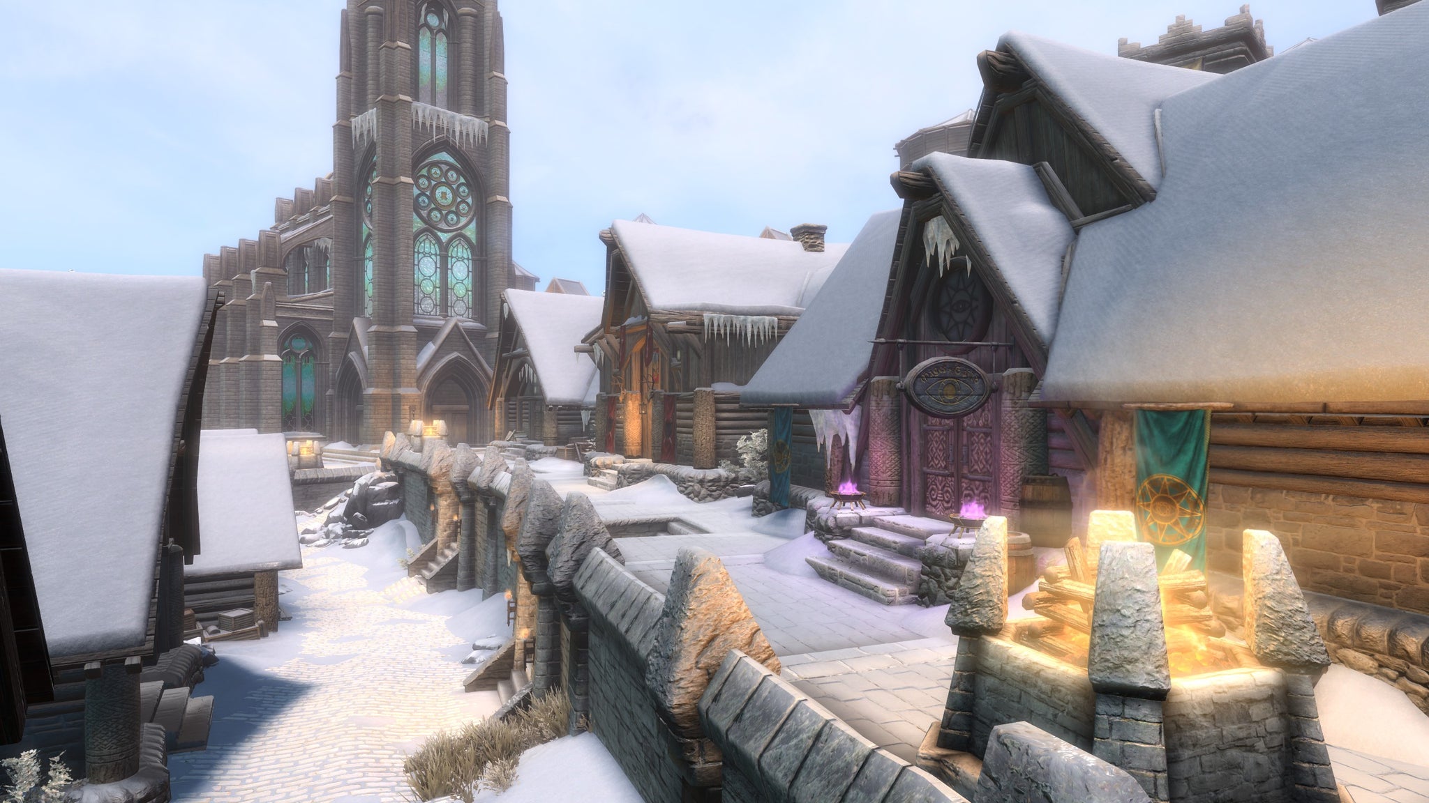 Some buildings and the cathedral in Bruma in Skyrim mod Skyblivion. - 3