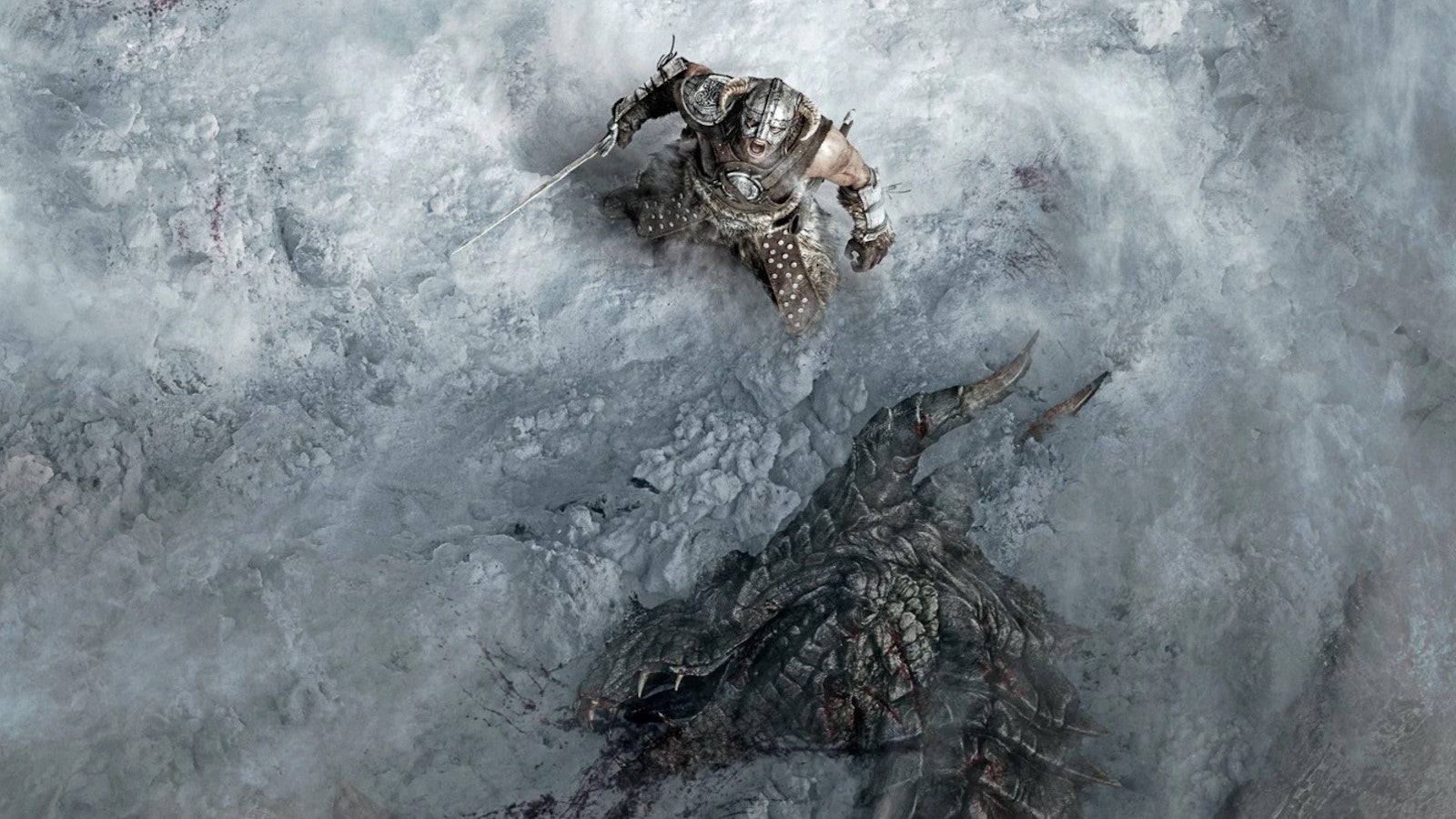 The Dragonborn roars at the sky next to a fallen dragon in The Elder Scrolls V: Skyrim - 4
