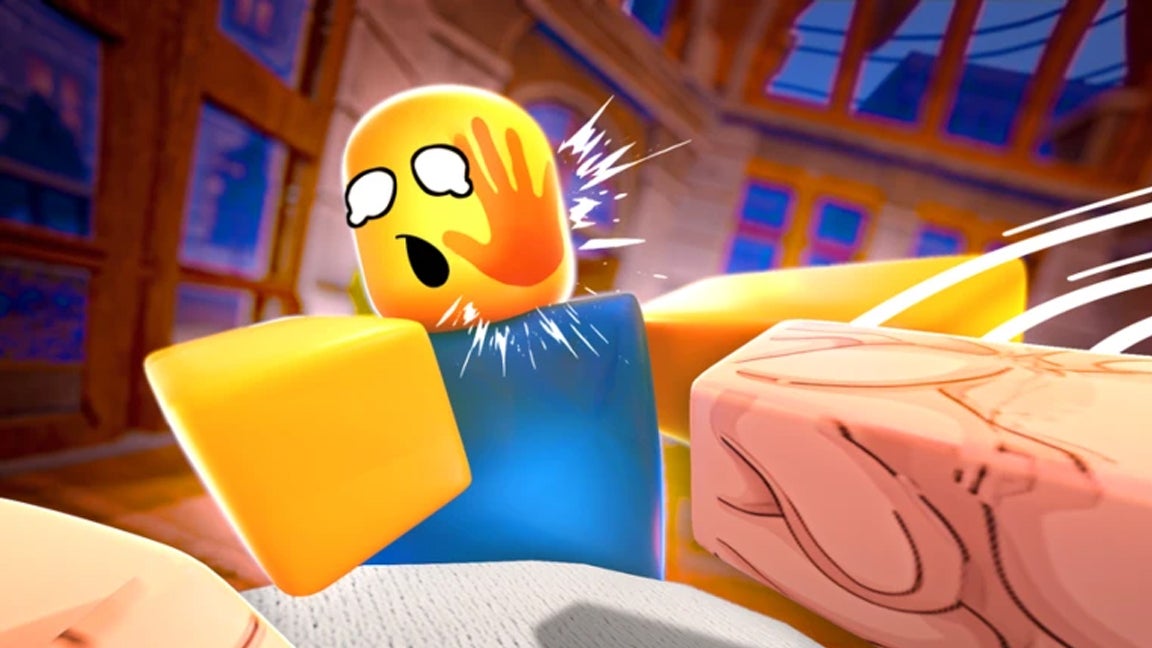 Slap codes for January 2026 1 Artwork for the Roblox game Slap showing a Roblox character sitting at a table getting hit by an opposing player.