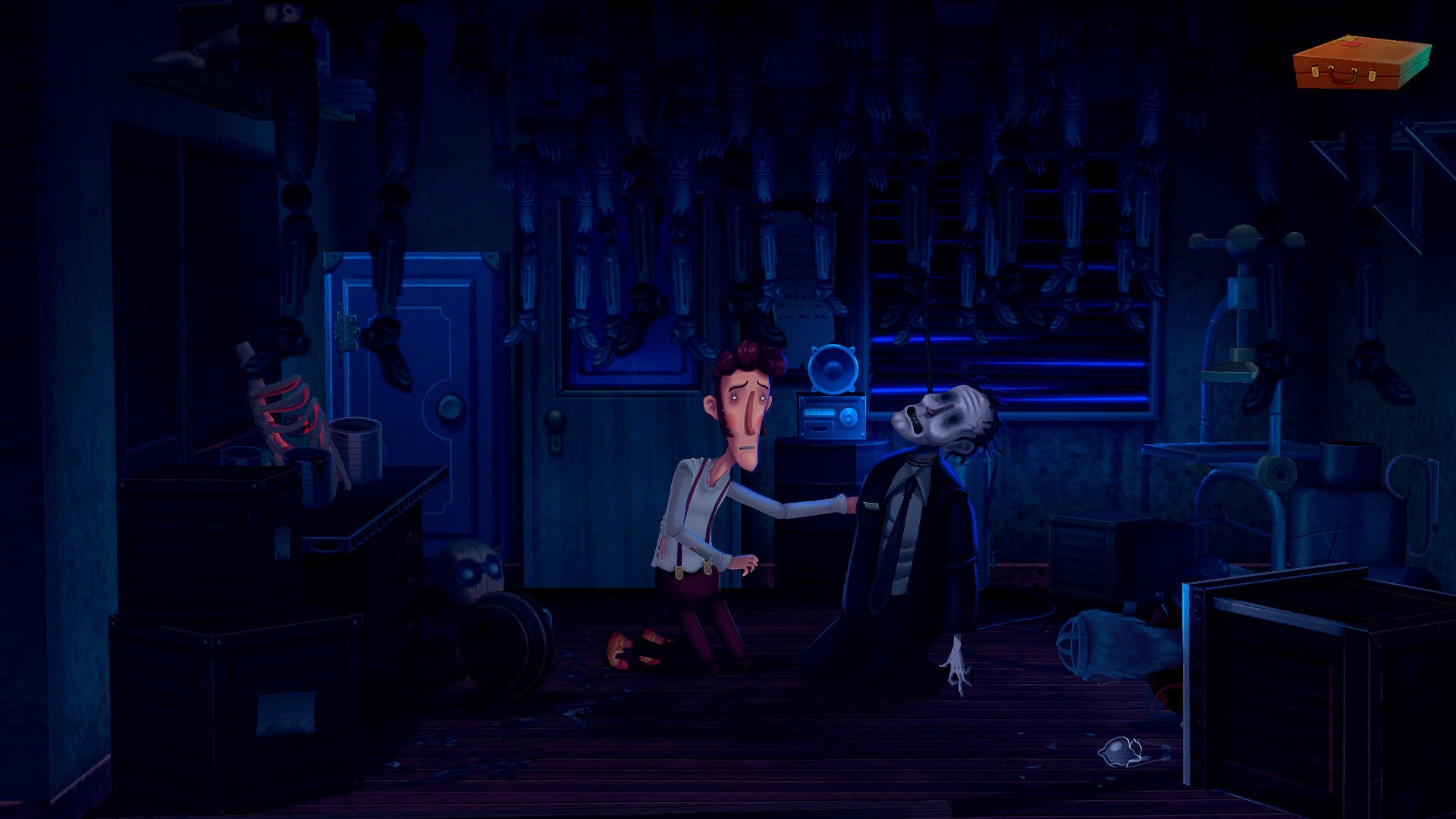 An alive man discovers a dead man in Slender Threads. - 1