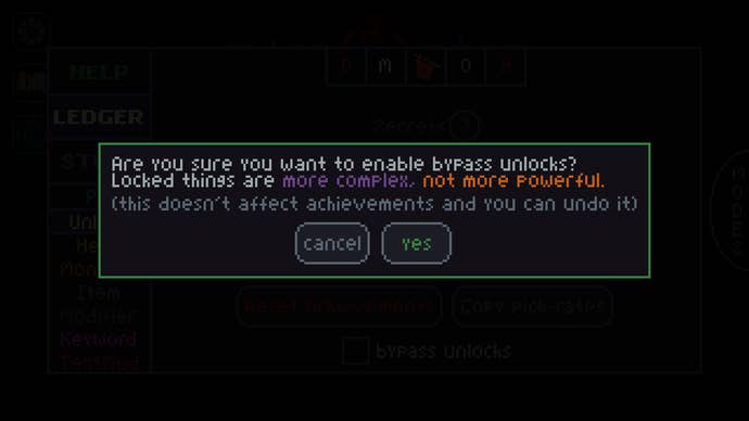 Dire warnings of unlocking everything at once in a Slice & Dice screenshot.