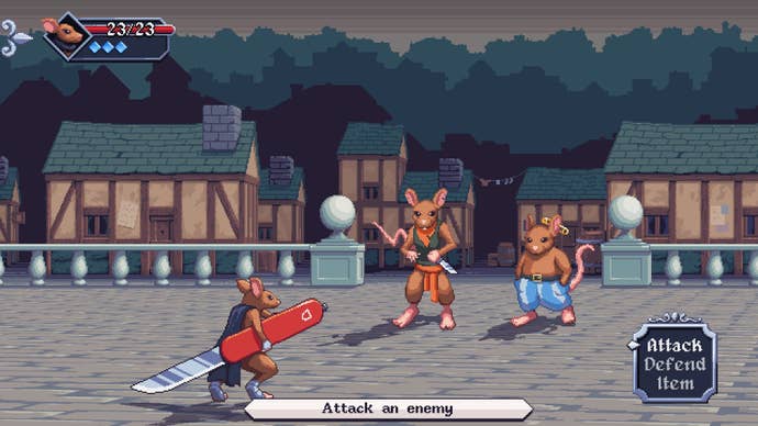 Mice fight each other on the street in Small Saga