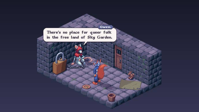 A squirrel talks to a rat in prison in Small Saga