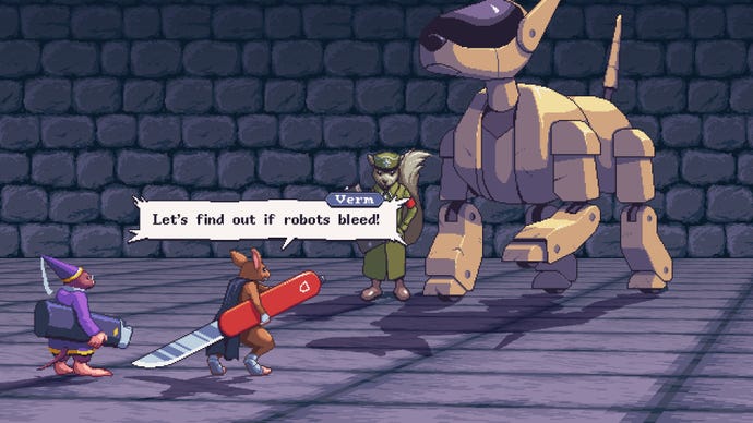 Rodents right a robot dog in Small Saga
