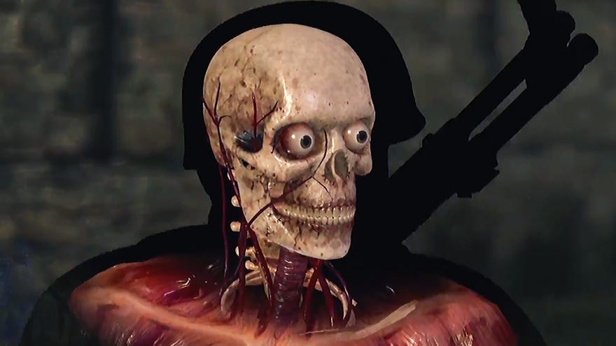 A kill cam shot of a Nazi in Sniper Elite 4