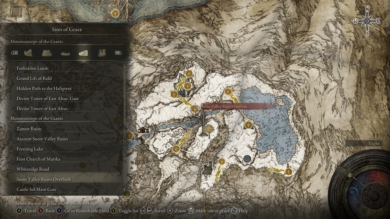 Snow Valley Ruins Overlook Grace in Elden Ring