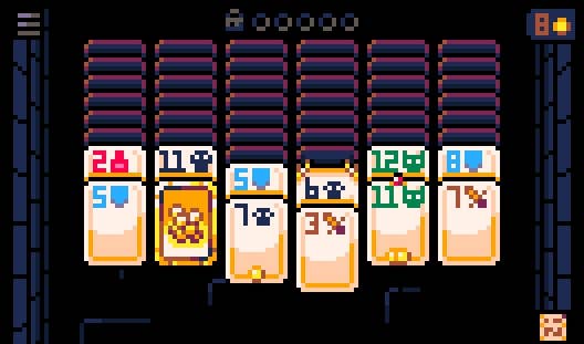 Stacks of cards in solitaire dungeon crawler Solitomb.