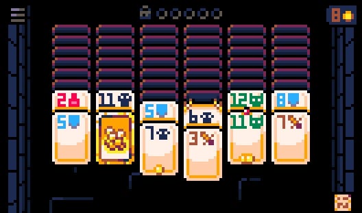 Stacks of cards in solitaire dungeon crawler Solitomb.