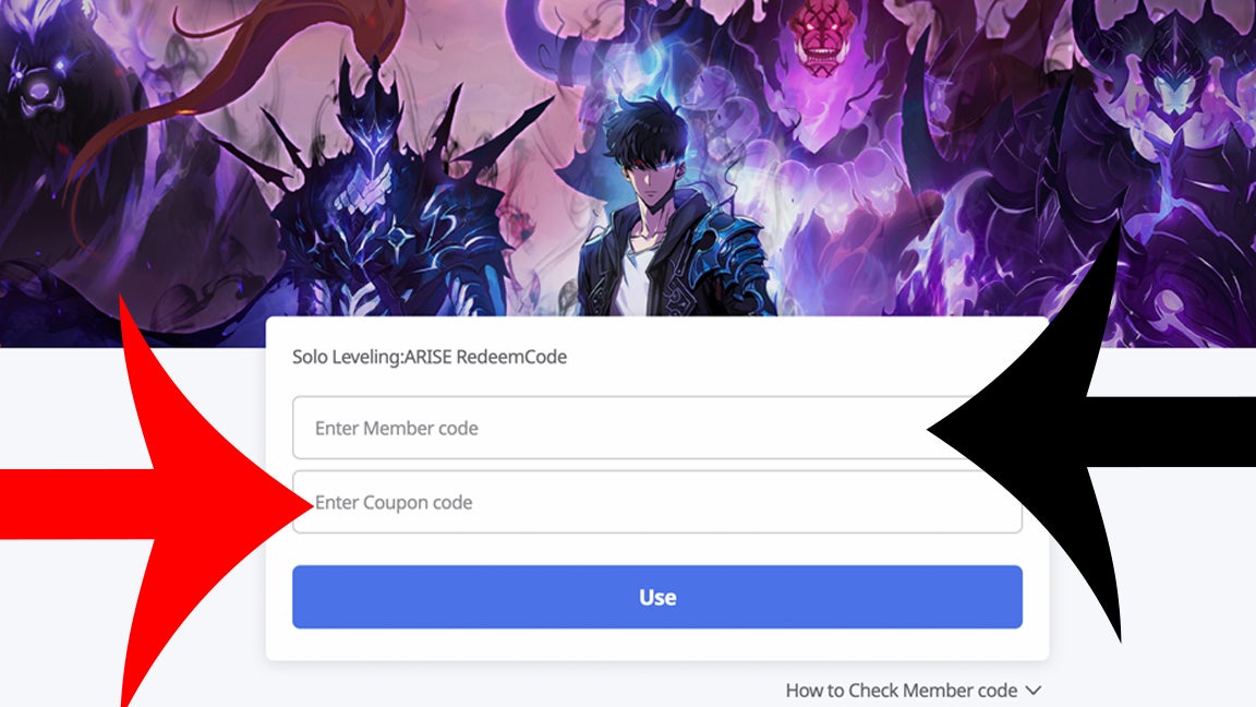 Website for Solo Leveling Arise which players can use to redeem codes. - 3