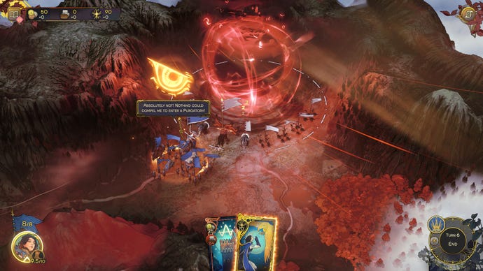 Unleashing an orb of chaotic red energy.