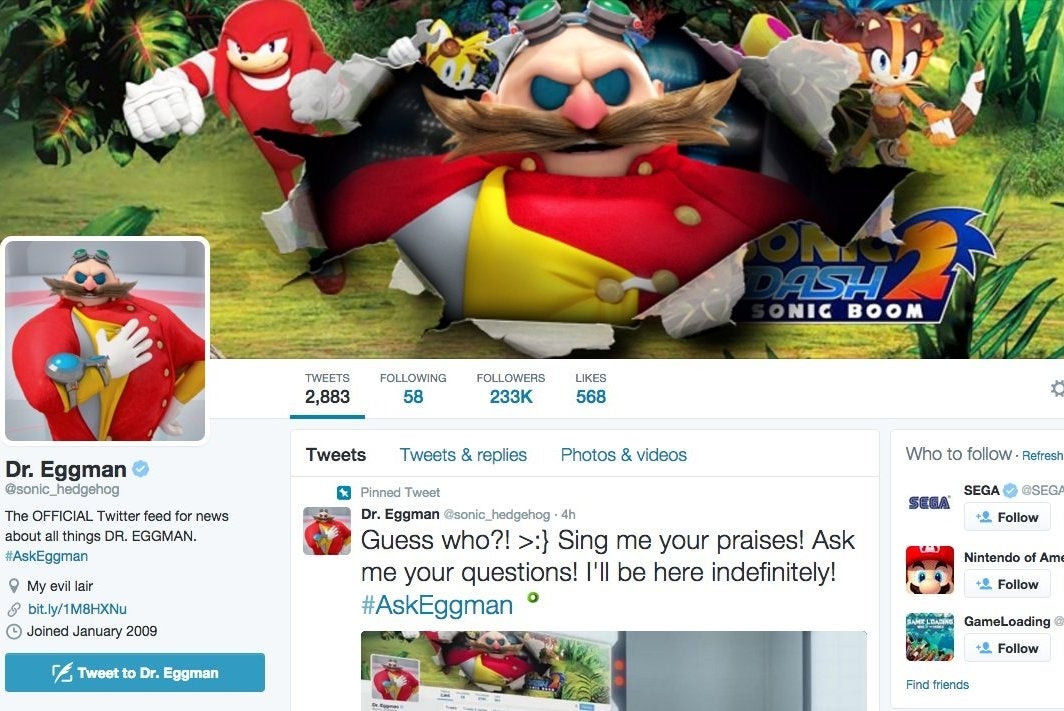 Sonic Twitter account taken over by Dr. Eggman