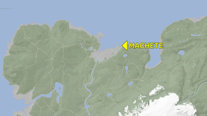 A map denoting the exact location of the Machete in Sons Of The Forest.