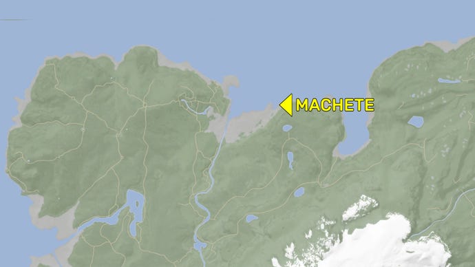 A map denoting the exact location of the Machete in Sons Of The Forest.