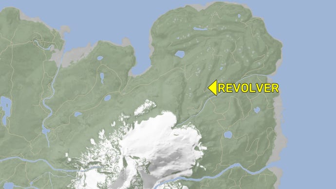 Sons Of The Forest map denoting the location of the Revolver.