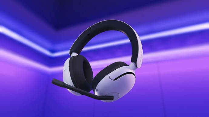 Sony Inzone H5 headset with a purple background