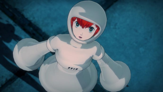 Sophia stares upward in Persona 5 Strikers.