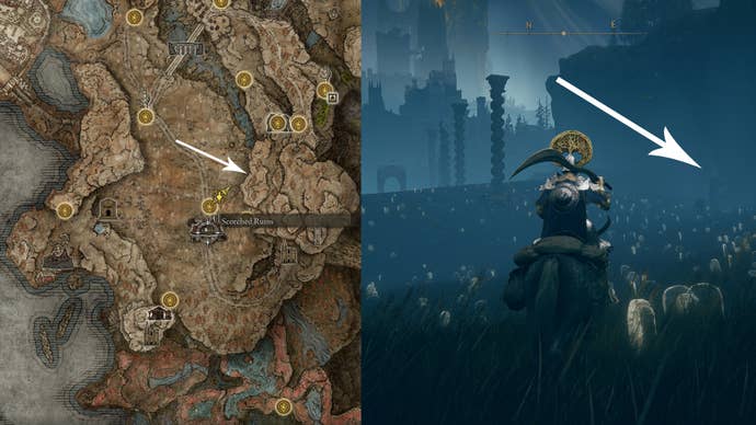 The location of The Sacred Tower painting in Elden Ring.